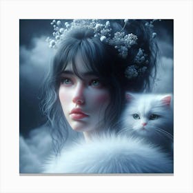 Girl With A Cat 1 Canvas Print