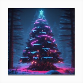 Christmas Tree In The Forest 128 Canvas Print