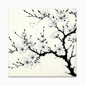 Abstract ink painting art of elegance flower with branches Canvas Print