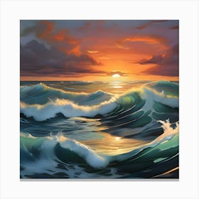 Sunset Over The Ocean Canvas Print