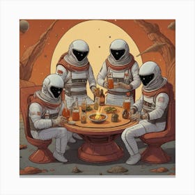 Astronauts At A Table Eat Tajin Canvas Print