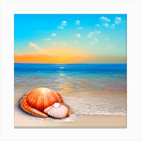 Sea Shell On The Beach Canvas Print