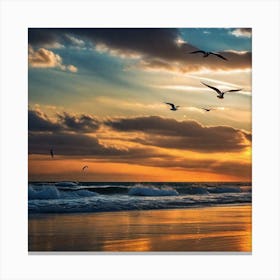 Sunset Seagulls Canvas Print