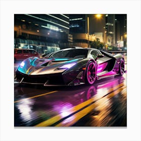 Lamborghini At Night Canvas Print