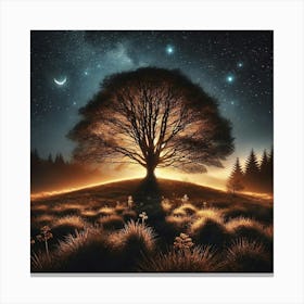 Tree In The Night Canvas Print