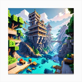 Minecraft City Canvas Print