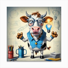 Cow With Light Bulb 4 Canvas Print