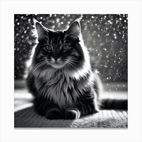 Black And White Cat 32 Canvas Print