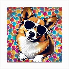 Corgi Dog With Sunglasses Canvas Print