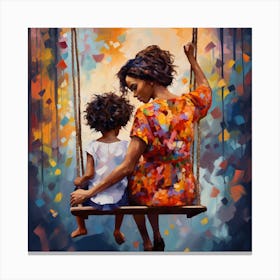 Mother And Child On Swing 4 Canvas Print