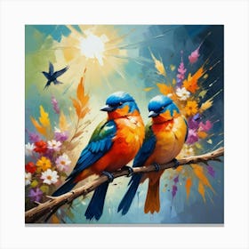 Birds Of Summer Art Print 1 Canvas Print