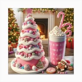 Milkshake And Christmas Cookies Canvas Print