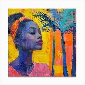 Woman With Palm Trees Canvas Print