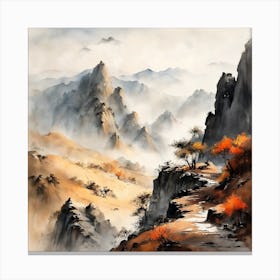 Chinese Mountains Landscape Painting (10) Canvas Print