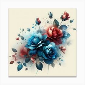 The roses blue and rose yellow oil abstract painting art 1 Canvas Print