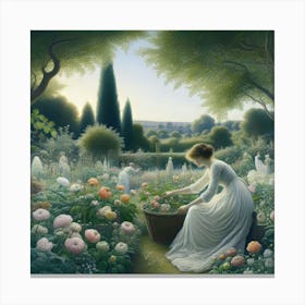 Lady In A Garden 3 Canvas Print