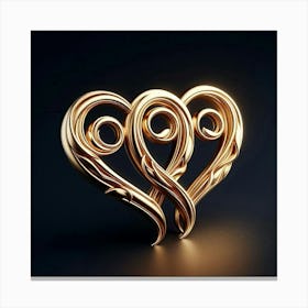 Golden Heart 3d Illustration Canvas Print