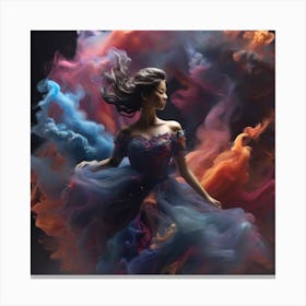 Woman In A Colorful Dress Canvas Print