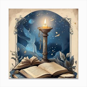 Book And Candle Canvas Print