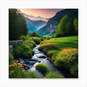 Stream In The Mountains 1 Canvas Print