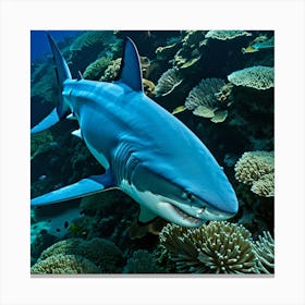 Blue Shark Marine Fish Predator Oceanic Hunter Fast Sleek Agile Underwater Wildlife Aqua (4) Canvas Print