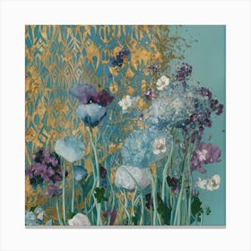 Klimts Would Love These Flowers Light Blue (2) 1 Canvas Print