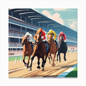 Horse Racing At The Racetrack 1 Canvas Print
