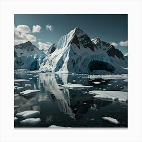 A Stunning Glacier With Blue Ice Formations, Towering Peaks, And A Bright, Sunny Sky 4 Canvas Print