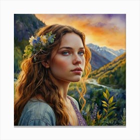 Girl In The Mountains Canvas Print