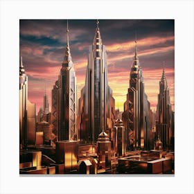 Skyscrapers At Sunset Canvas Print