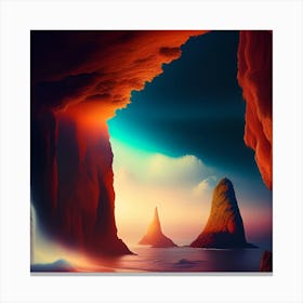 Waterfall In A Cave Canvas Print