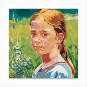 Girl In A Field Canvas Print