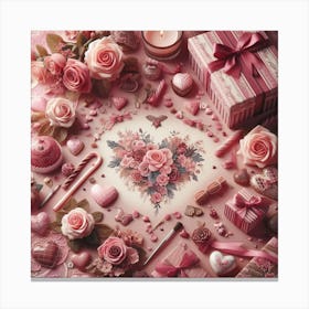 Valentine's Day, rose pattern Canvas Print
