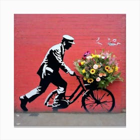 Flowers On A Bike Canvas Print