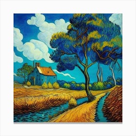 House In The Field By Van Gogh Canvas Print