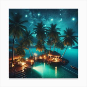 Tropical paradise night 2 Canvas Print