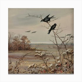 Crows On A Branch Canvas Print