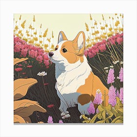 Corgi In The Meadow Canvas Print