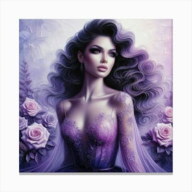 Beautiful Woman In Purple Dress Canvas Print