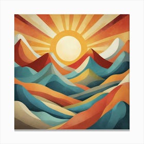 Flowing Forms Mountain Sun Art Print 3 Canvas Print