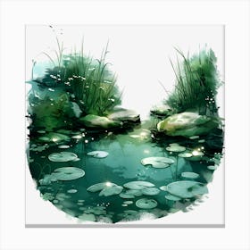 Springtime-Duck-Pond-Clipart.18.art.uk. Canvas Print