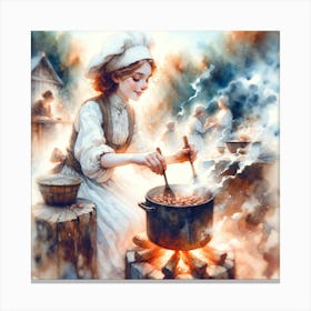 Lady Cooks 1 Canvas Print