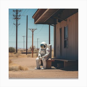 Astronaut In The Desert Canvas Print