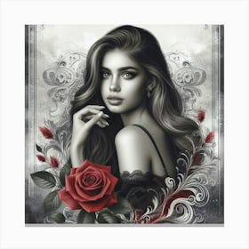 Girl With A Rose 2 Canvas Print