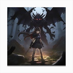 Demon Girl In The Forest Canvas Print