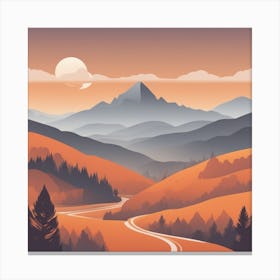 Misty mountains background in orange tone 5 Canvas Print