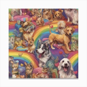 Rainbow Dogs Rainbow Love Pets ( Bohemian Design ) 1 Canvas Print