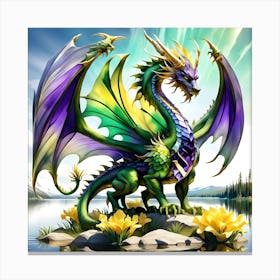 Dragon On A Rock Canvas Print