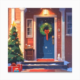 Christmas Decoration On Home Door Golden Ratio Fake Detail Trending Pixiv Fanbox Acrylic Palette (1) Canvas Print