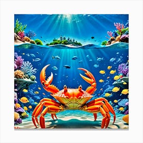 Crab Under The Sea 1 Canvas Print